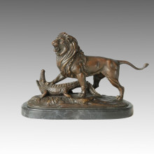 Статуя льва и крокодила с бронзовой скульптурой животных, E. Delabrierre Tpal-156